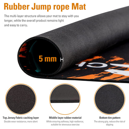 Jump Rope Mat Large Rubber Exercise Mat Workout Mats for Home Gym Flooring Non-Slip Oval Design for Floor & Rope Protection