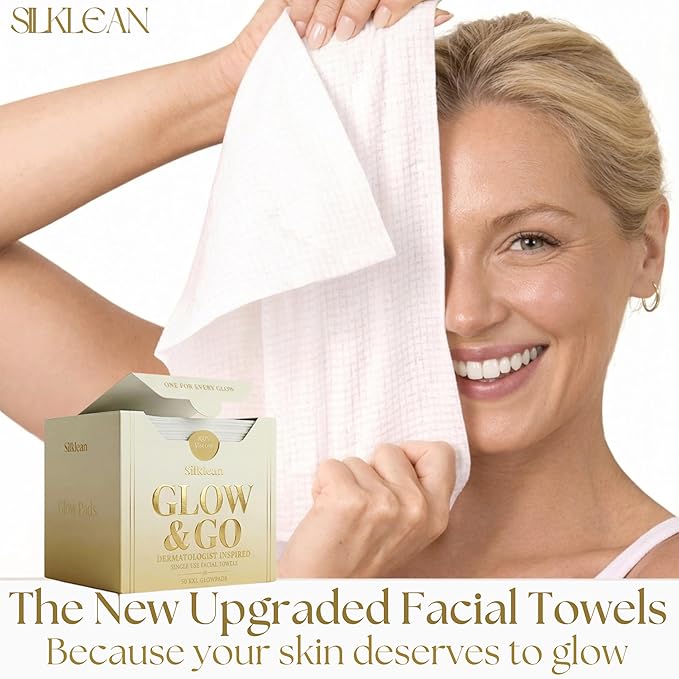 Glow & Go XL Disposable Face Towel 10x15 Inch, 100% Biodegradable Premium Towels