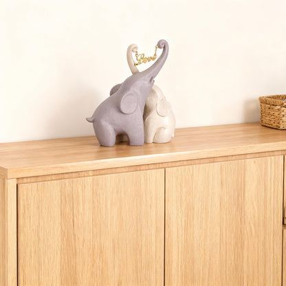 DOVDOV Gray Couple Elephant Statue, Modern Art Love Elephant Decor, Heart-Shaped Elephant Sculpture Suitable for Living Room, Bedroom, Office, Bookshelf, and Tabletop Decoration.(D)