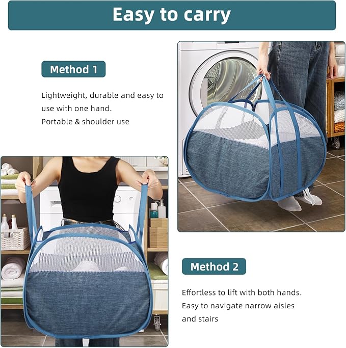 Durable Collapsible Laundry Basket, 90L Clothes Hampers
