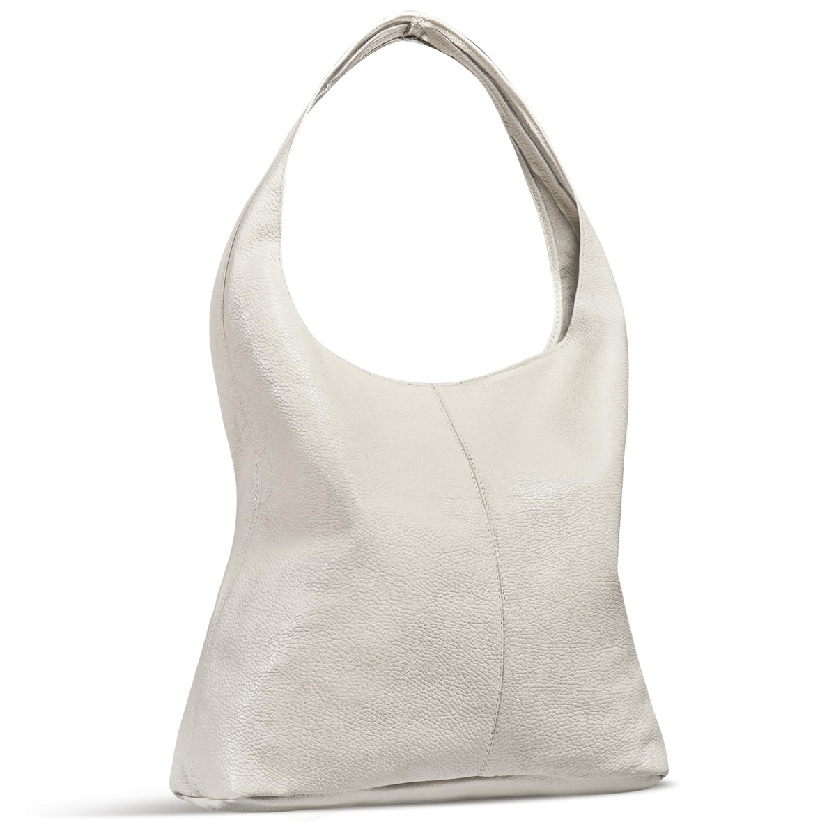 Italian Genuine Leather Hobo Bag for Women with Zipper | Large Soft Slouchy Shoulder Handbag Tote Bucket Purse Pocketbook (Beige)