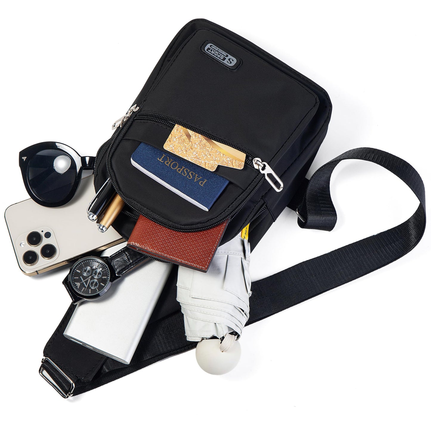 Small Sling Backpack Crossbody Sling Bag for Women, Chest Bag Daypack Fanny Pack Cross Body Bag for Outdoors Hiking Traveling - Black