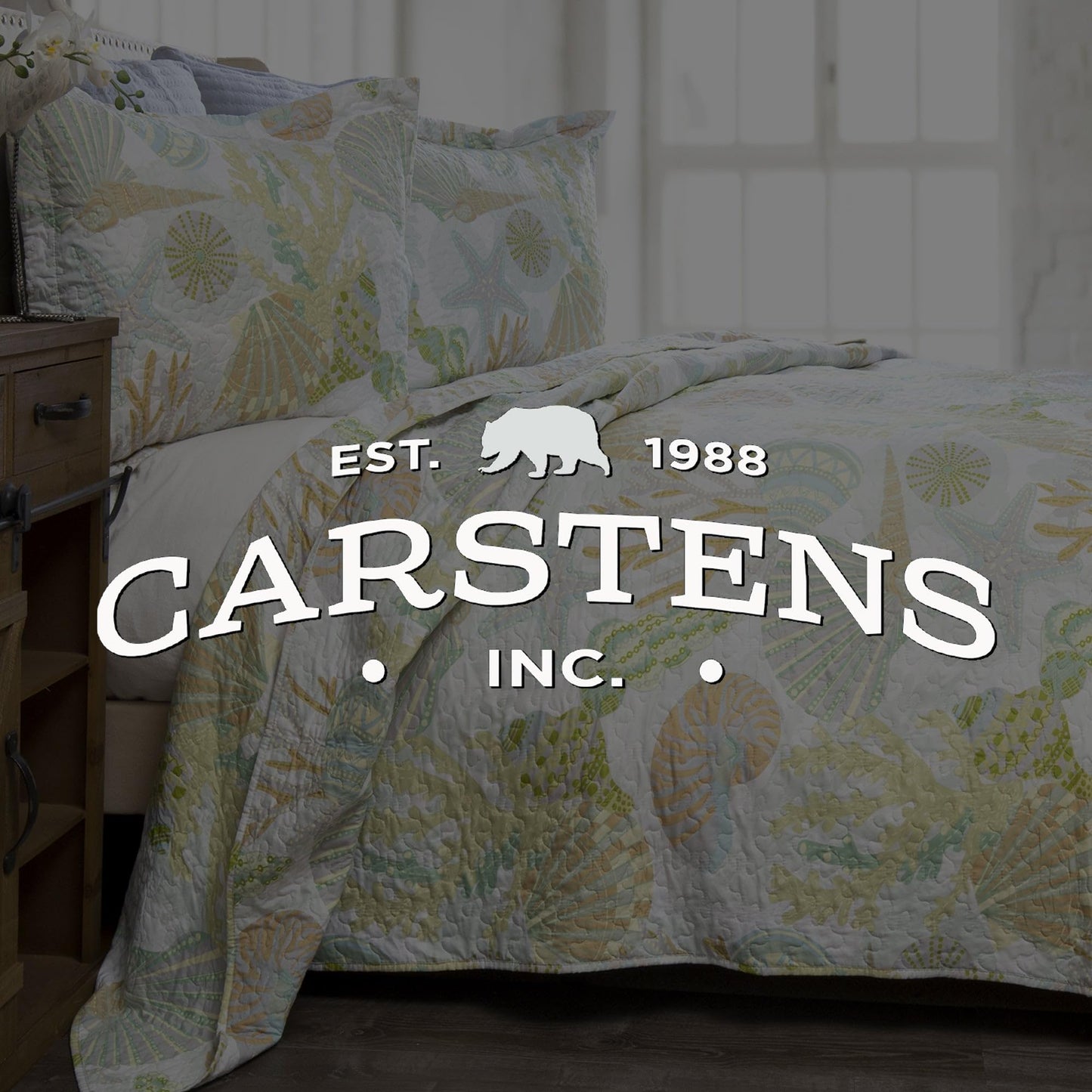 Carstens Coastal Beach Bedding Set, Nautical 3-Piece Microfiber Ocean Quilt, Coastal Reef, King