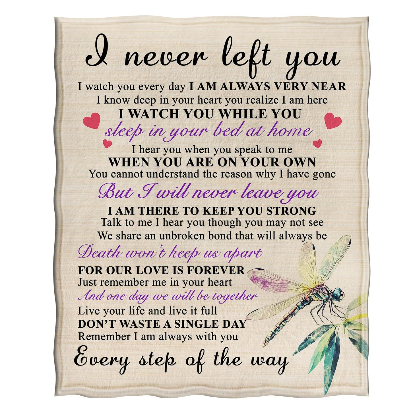 Jekeno Sympathy Gifts for Loss of Loved One, Never Left You Soft Flannel Memorial Blanket, Bereavement Gift Idea, Grief Condolences Sorry for Your Loss Gifts for Mom Grandma Grandpa Sister Friend