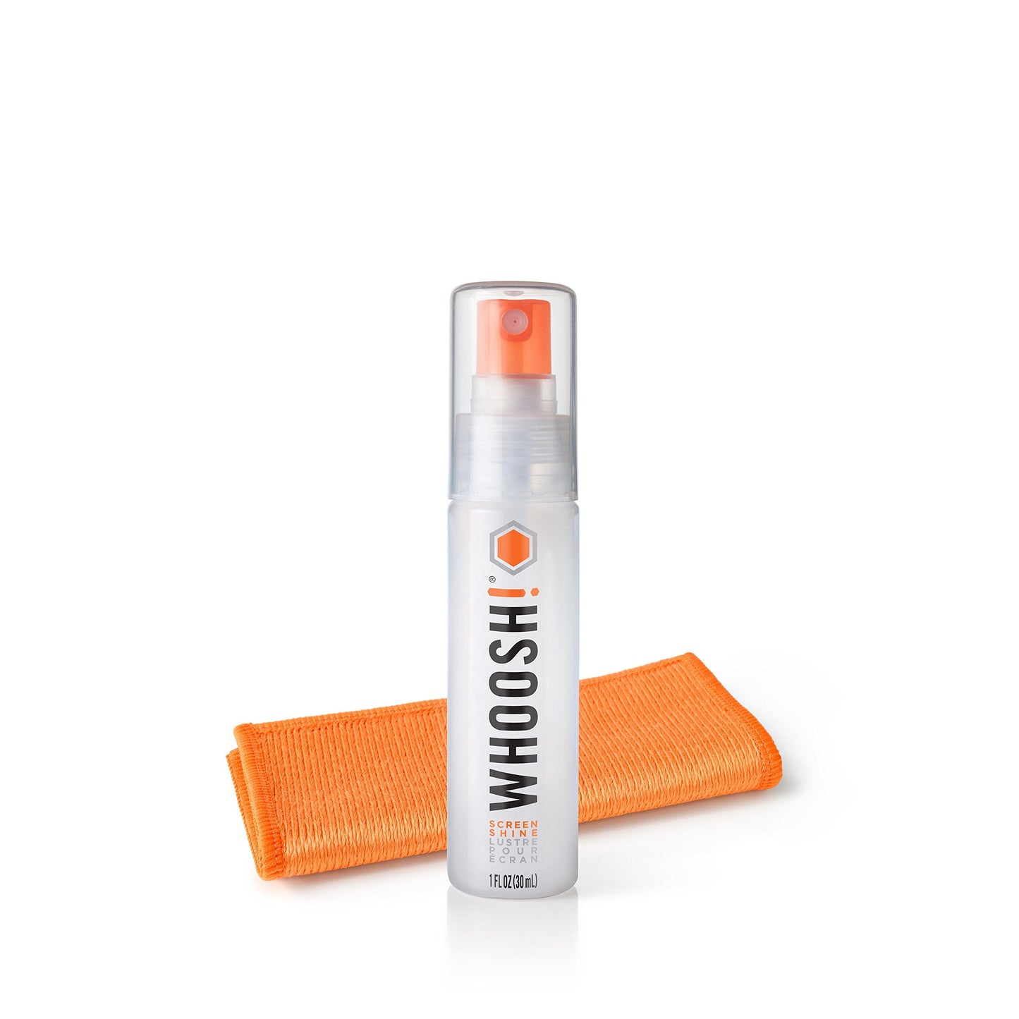 WHOOSH! Screen Shine Go MacBook Screen Cleaner - 30 mL Pocket-Sized, Travel Approved Bottle with Microfiber Cloth - Powerful, Streak-Free Cleaning for Car Screens, Laptop, Glasses, Phone Cleaning Kit