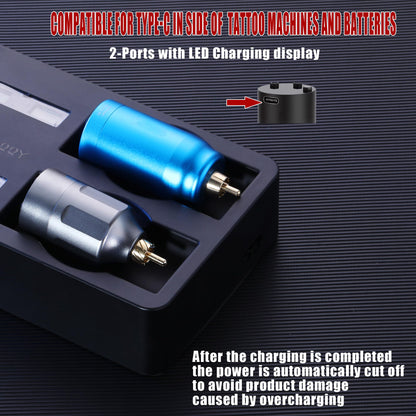 POARMEEY Multifunctional Charging Station with LED Display, 2-Port USB Charging Station and 4-Type-C Slot, Black