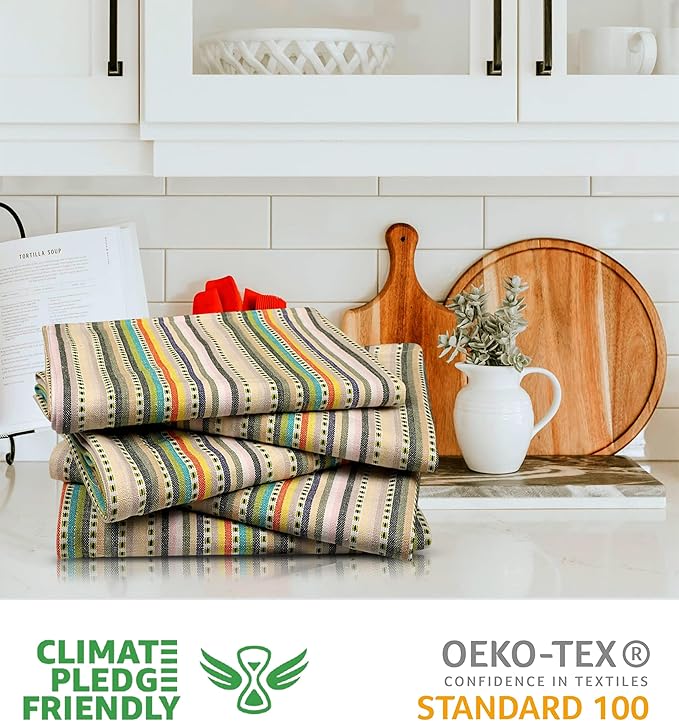 Urban Villa Kitchen Towels Beige Stripes Dish Towels