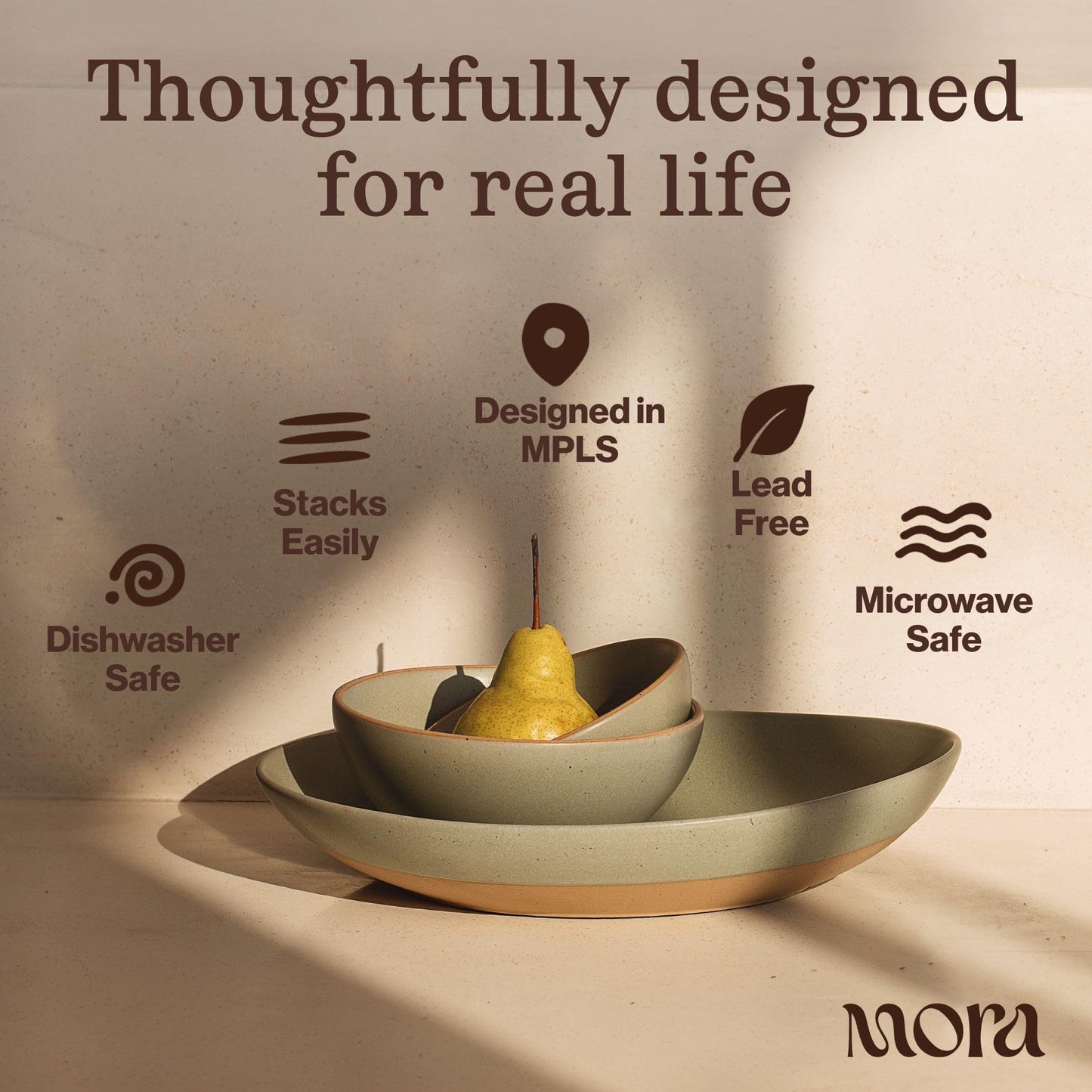 MORA Mega and Giant Serving Dishes Set of 2, 16 inch and 14 inch Ceramic Pottery Oval Platters - Microwave, Oven and Dishwasher Safe - Peppercorn & Terracotta