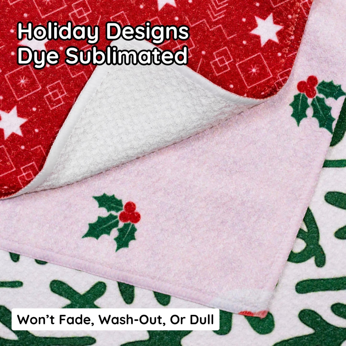 Christmas Kitchen Towels Set of 3 Ho Ho Ho – Microfiber Waffle Weave Dish Towels 16x24, Super Absorbent & Lint-Free Holiday Kitchen Towels for Drying, Cleaning & Christmas Décor