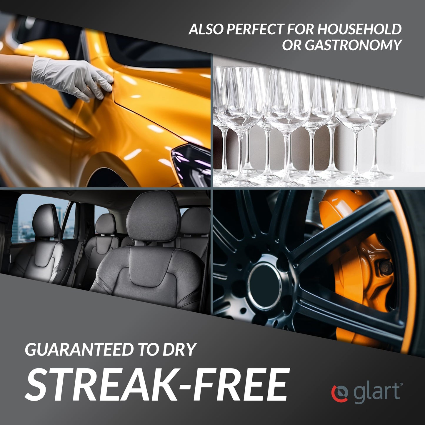 Glart 44WG Car Drying Towel XXL 90x60 cm - Microfiber Polishing Cloth Orange - Large Absorbent and Cleaning Cloth for Car, Motorcycle, Boat, Household - Soft, Paint-Friendly, Lint-Free.