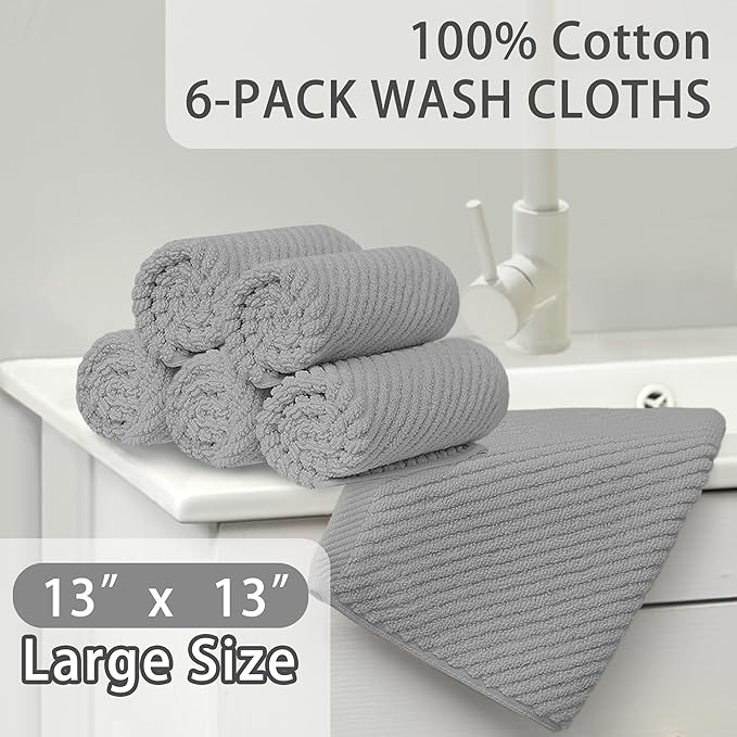 VOOVA & MOVAS Grey Washcloths 6PC