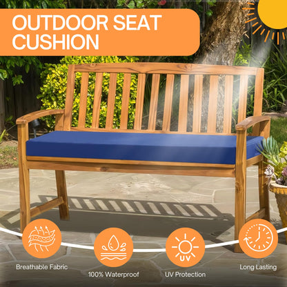 Crescent Textile 100% Waterproof Garden Bench Cushion 2/3/4 Seater Outdoor Long Bench Seat Pad for Lawn & Garden, Patio, Office, Coffee Shop with Removable Cover (2 Seater 108cm x 45cm x 5cm, Green)
