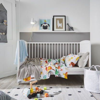 Bloomsbury Mill - Cot Bed Duvet Cover Set - Toddler Bedding Set For Boys and Girls - Safari Adventure - Jungle Animals Kids Bedding - Cot Duvet Cover & Pillow Case Set - 120x150cm
