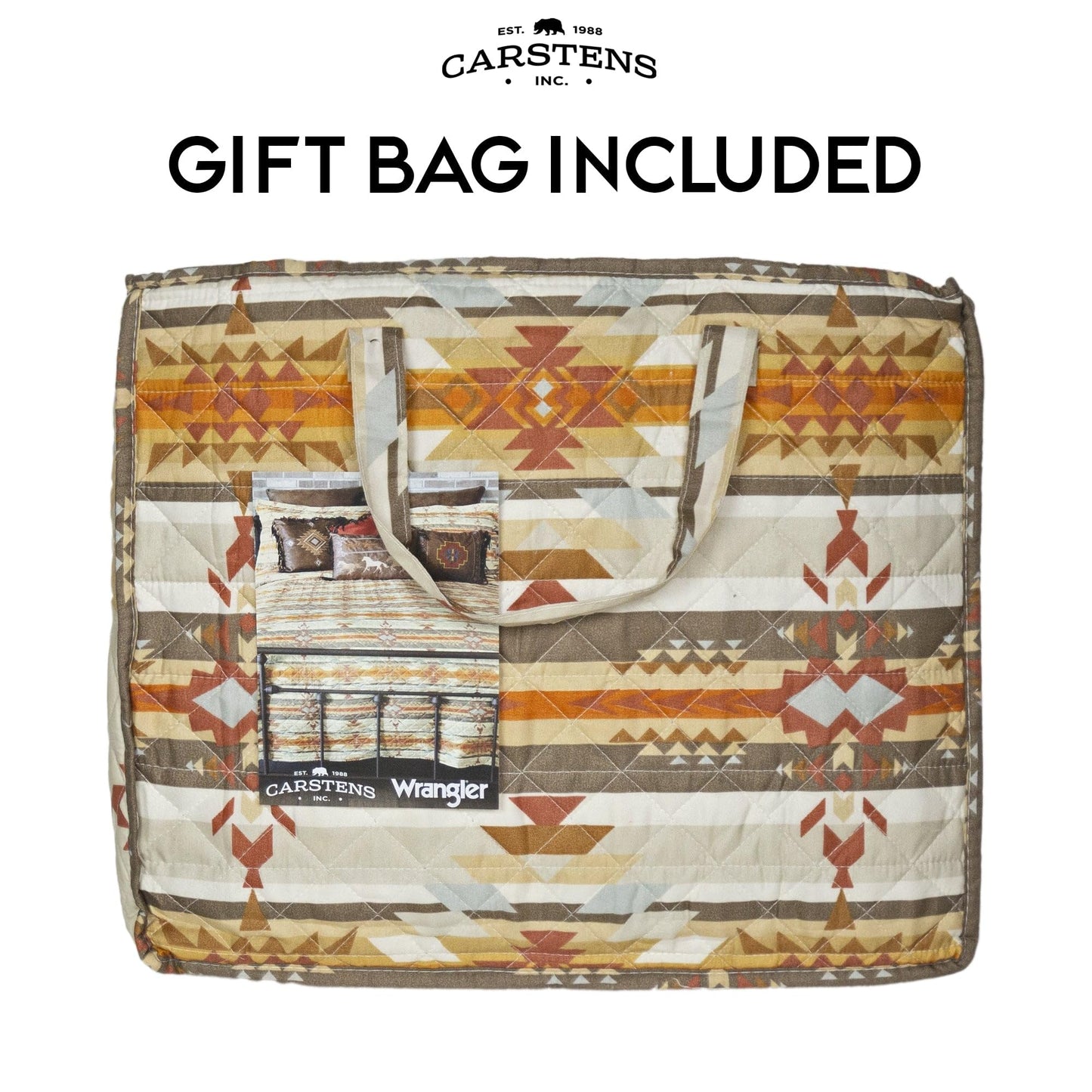 Carstens Western Aztec Country Bedding Set, Southwestern 3-Piece Microfiber Quilt Set, Wrangler Western Amarillo Sunset, King