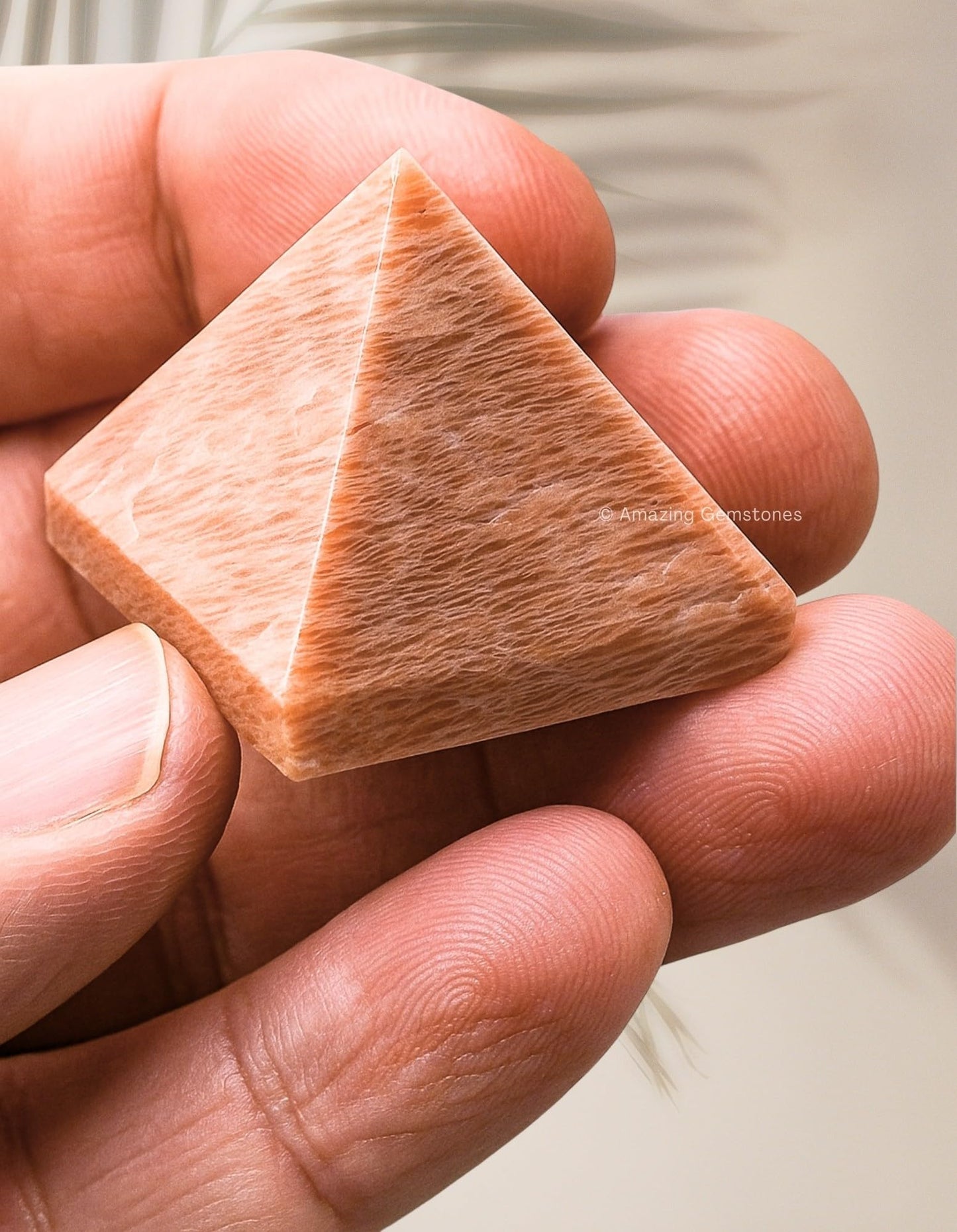 Amazing Gemstone Peach Moonstone Pyramid Crystal Healing Stones - 1" Great Pyramid Figurine of Natural Stone Pyramid for Meditation, Reiki, Chakra Balancing and Crystal Pyramids Grid
