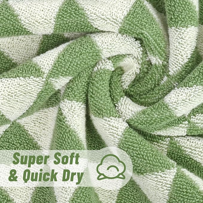 Jacquotha Hand Towels Green, 4-Piece Cotton Terry Kitchen Towels, Bathroom