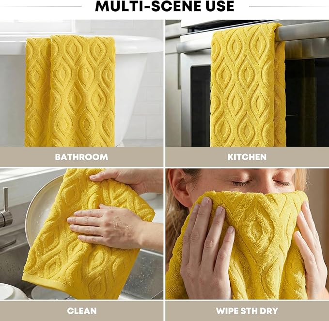 Artoid Mode 1 Pc Yellow 3D Diamond Grid Jacquard Hand Towels