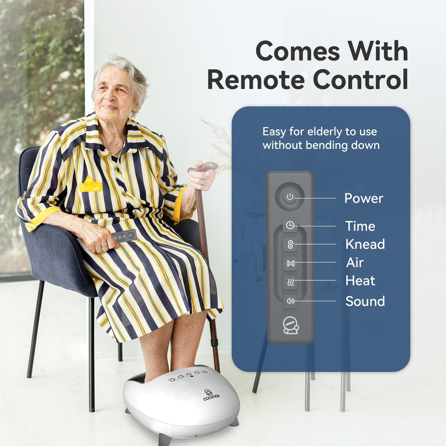COMFIER Shiatsu Heated Foot Massager with Heat for Plantar Fasciitis Neuropathy, Deep Kneading Vibration Feet Massager for Mon Dad Men Women-Home Office Use