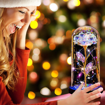 Thrjia Mothers Day Rose Flowers Gifts for Mom Wife Women Grandma,Mothers Day Presents Wife Grandma Mom from Daughter,Birthday Gifts for Women Light Up Rose in A Glass Dome Presents for Her Gold
