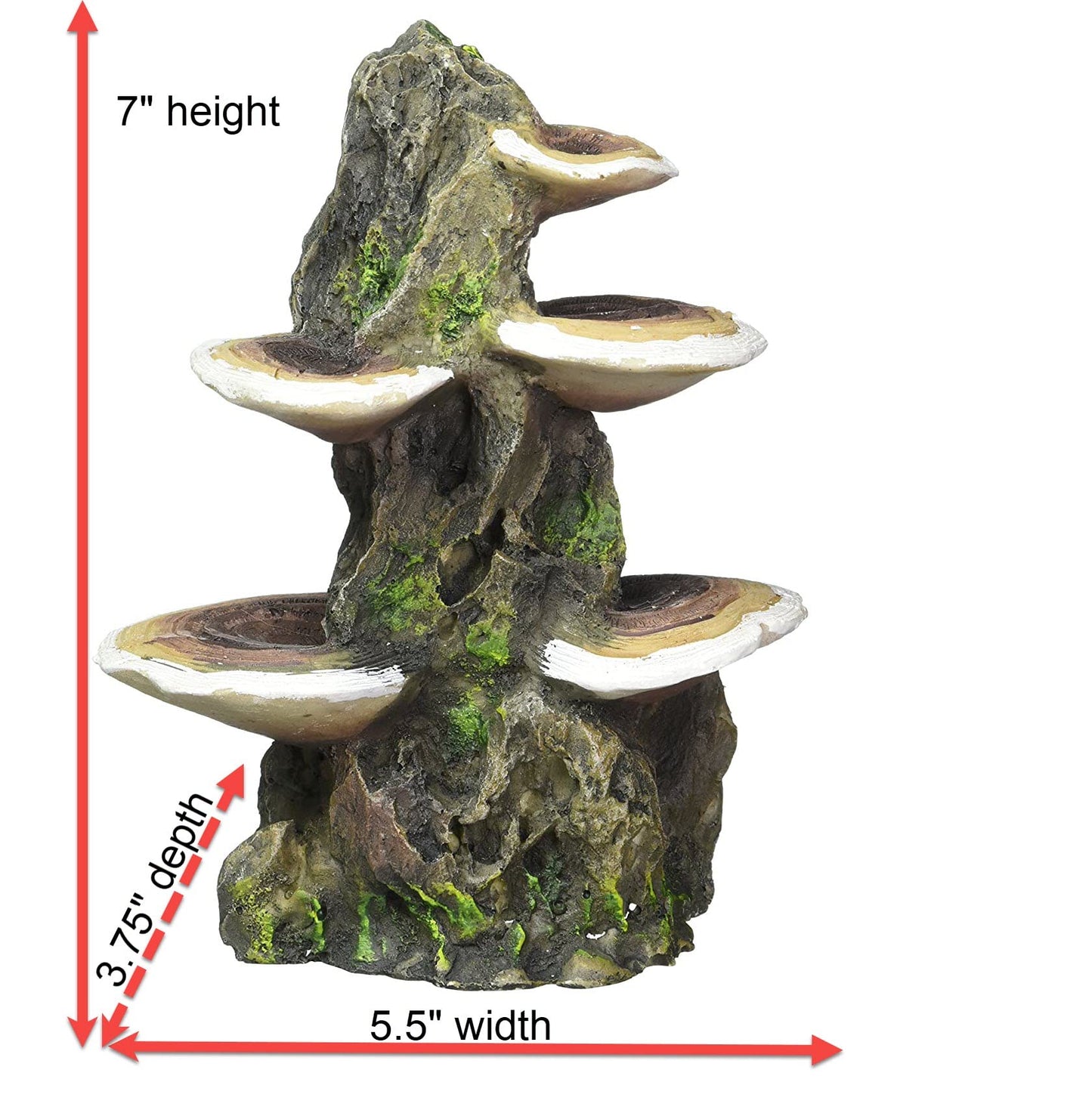 Penn-Plax Deco-Replicas Tree Trunk with Shelf Mushrooms Aquarium Decoration - Double-Sided Ornament with Stable Base - Durable Resin for Freshwater & Saltwater Tanks - Brown, 5.5 x 4 x 7.5 in