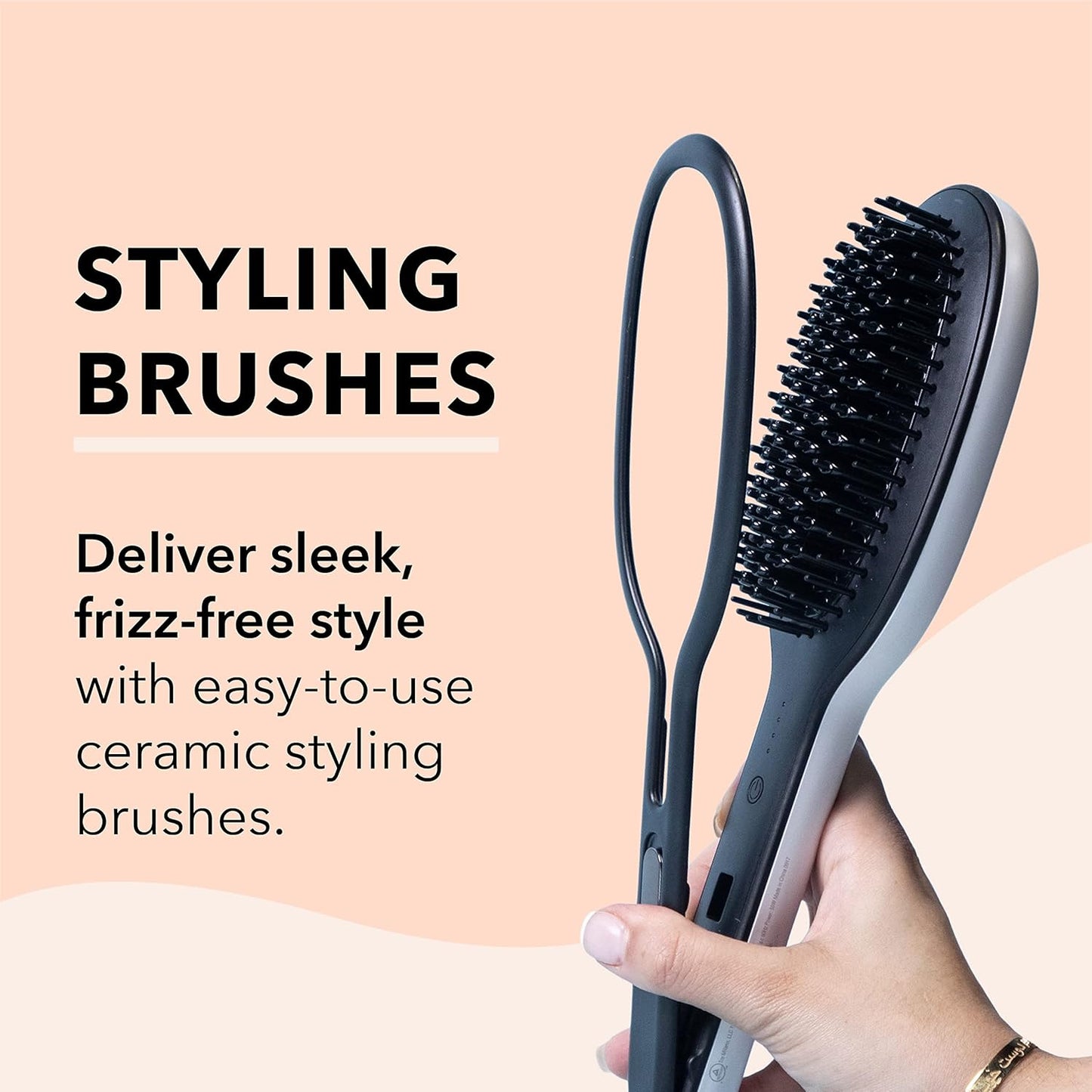 InStyler Straight UP Ceramic, Professional, Heated Styling Brush| Digital Temperature Display| 65 Individual Ceramic Heating Pla