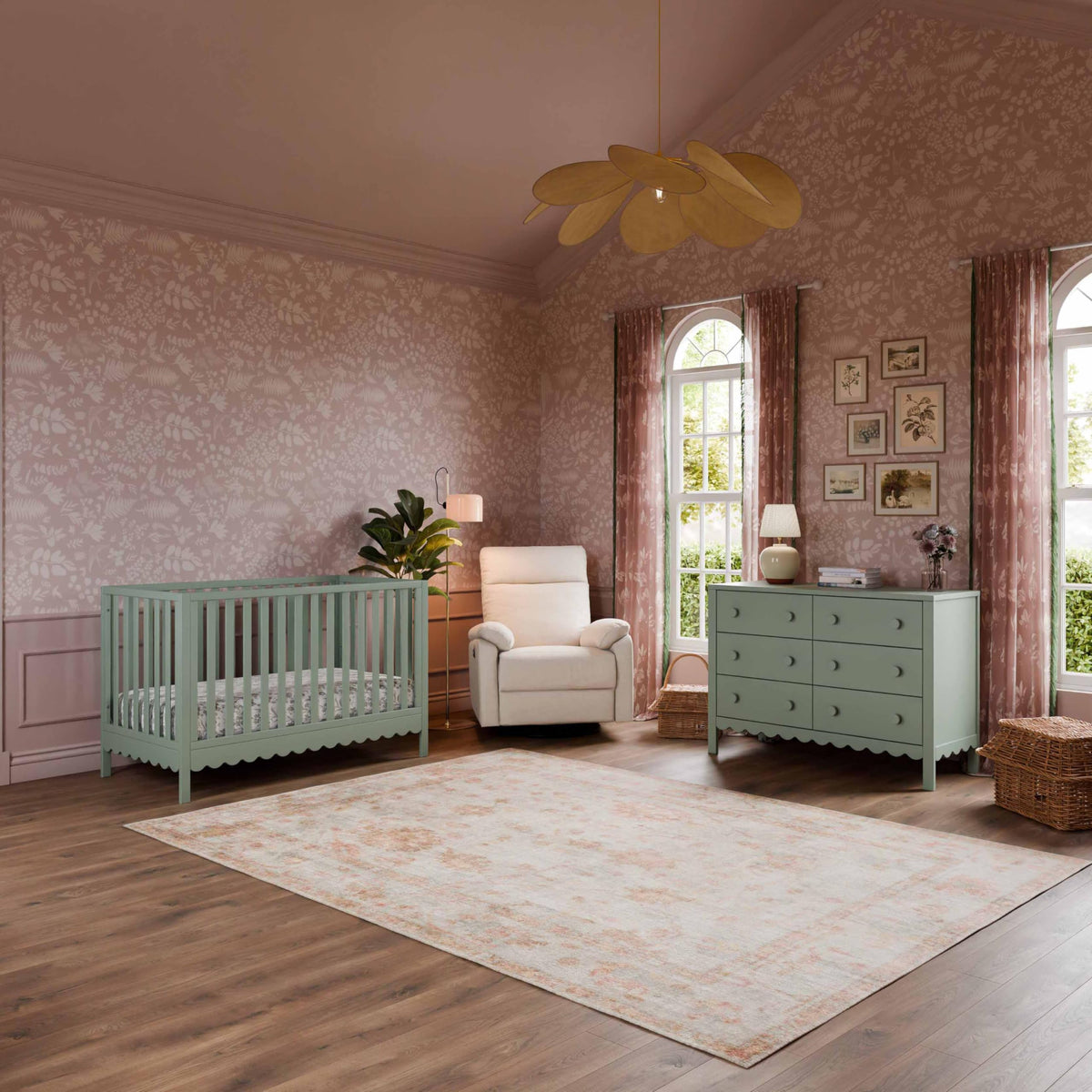 Davinci Sammy Scallop 6-Drawer Dresser in Light Sage