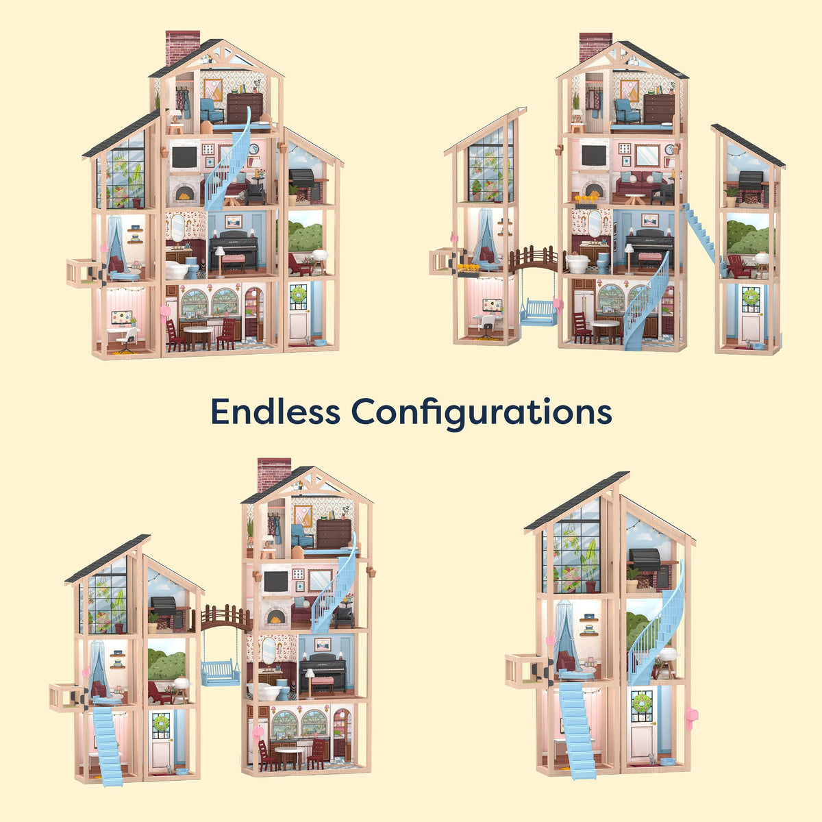 KidKraft Kraft Your Way™ Magnolia Mansion DIY Wooden Dollhouse; 71 Pieces