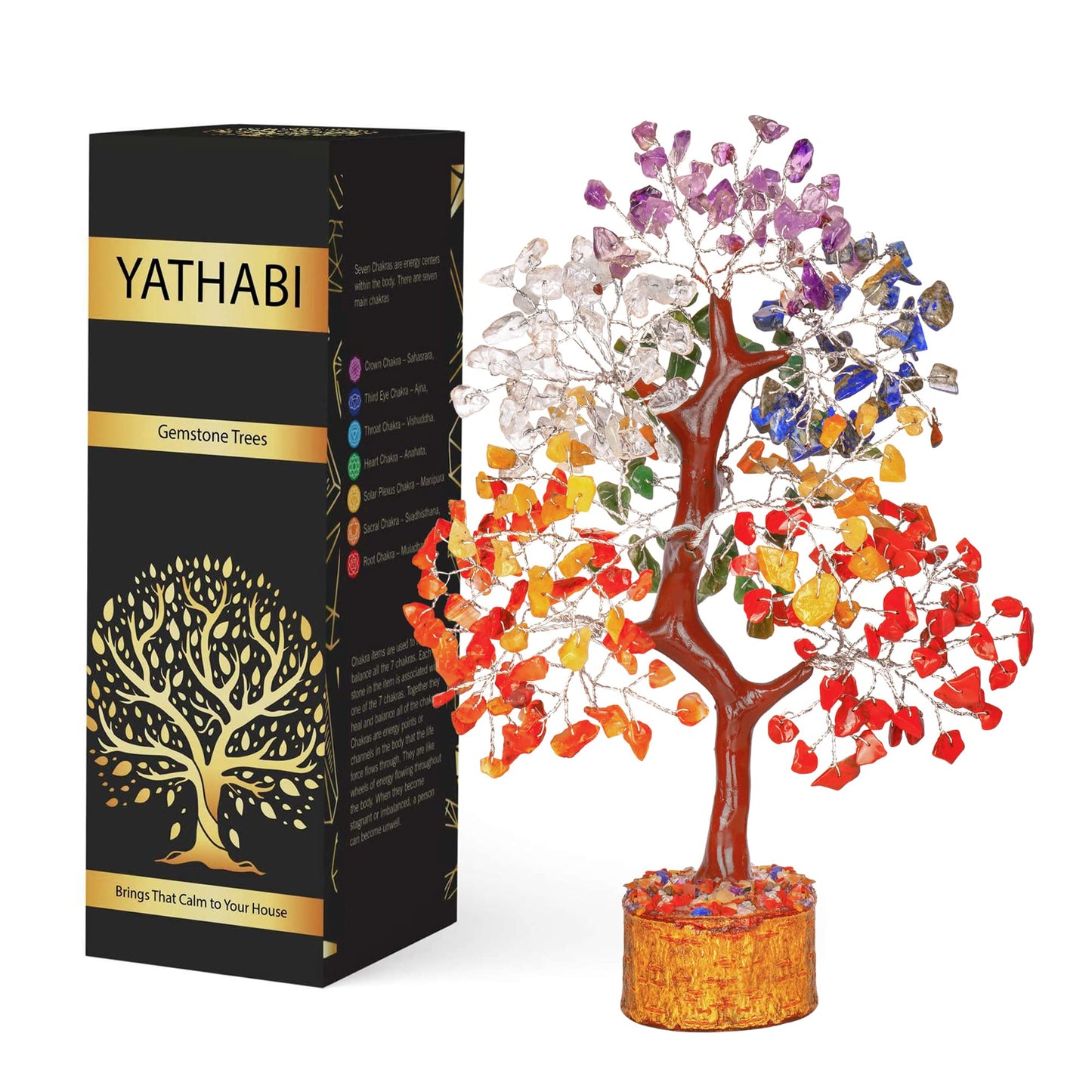Seven Chakra Crystal Tree for Positive Energy - Feng Shui Tree of Life Decor - Good Luck Gifts - Crystals and Stones - Spiritual Items - Housewarming Gifts for Women