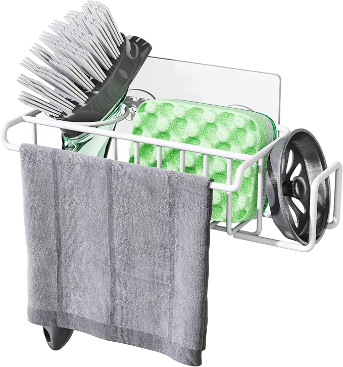 HapiRm Sponge Holder for Kitchen Sink, No Drill Kitchen Sink Caddy Organizer