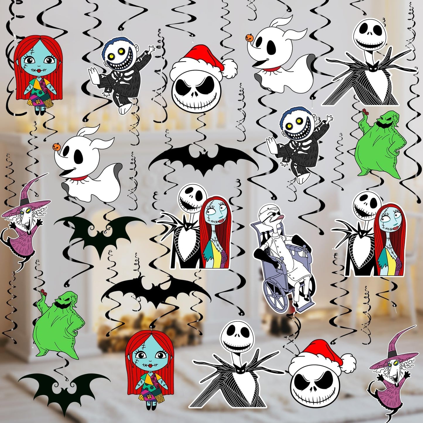 36PCS Halloween Christmas Hanging Swirls Decorations - NO DIY - Halloween Christmas Hanging Streamers for Classroom Ceiling Office Indoor Outdoor Halloween Birthday Party Decorations Supplies