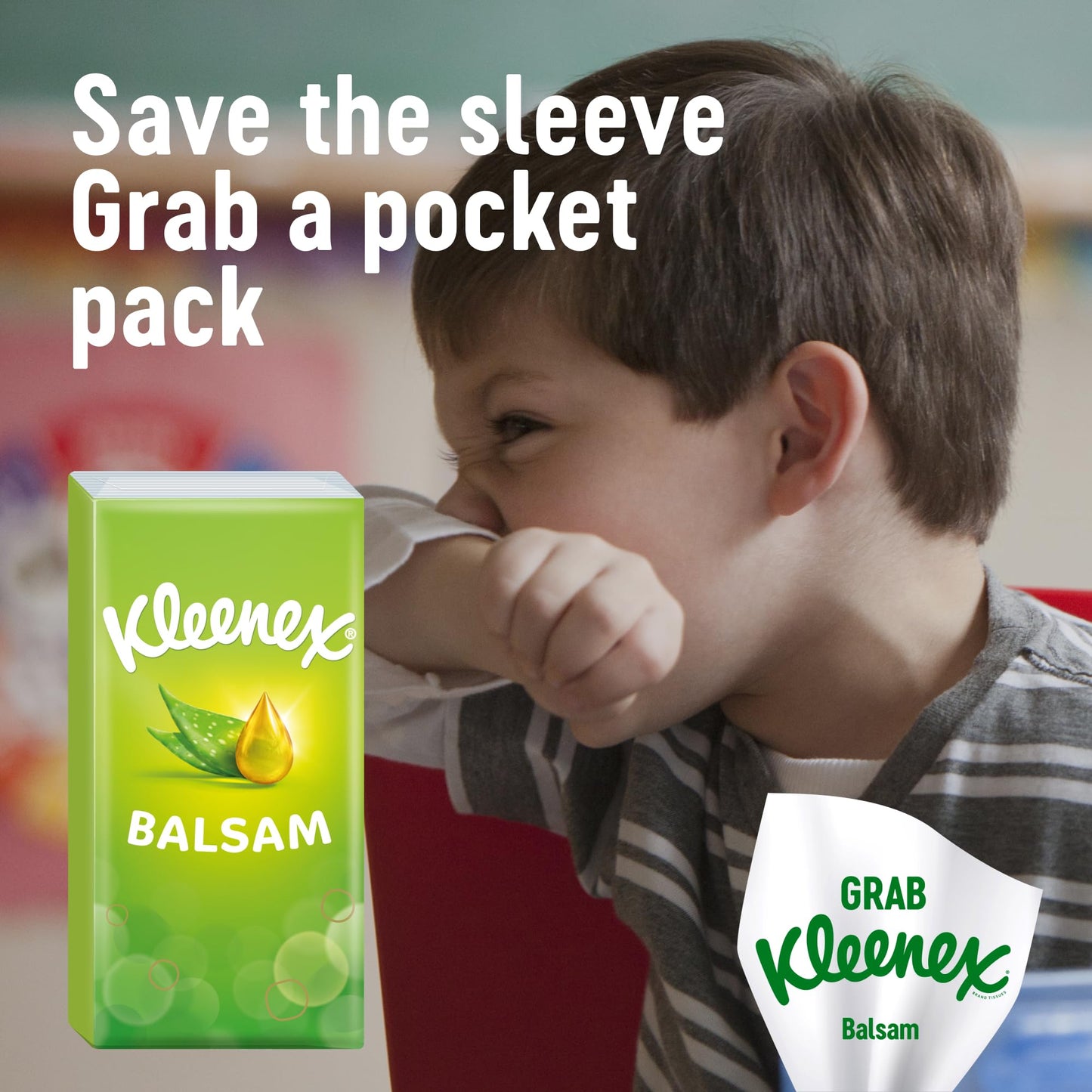 Kleenex® Balsam Pocket Tissues - 80 Pocket Packs of Travel Tissues - Balmcare to Protect and Soothe Your Nose for Cold & Flu