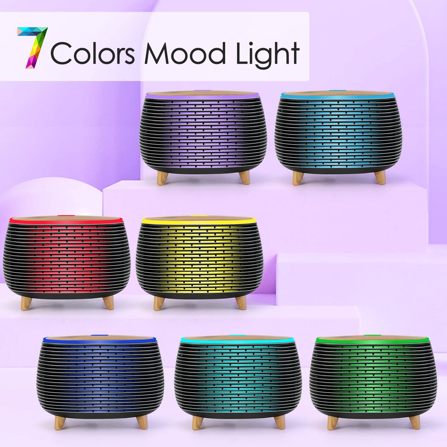 Diffuserlove Diffuser Essential Oil Diffusers 400ML Aromatherapy Air Diffuser for Home Bedroom Office Room Aroma Diffuser with 7 Color Lights Intermittent Mist Mode