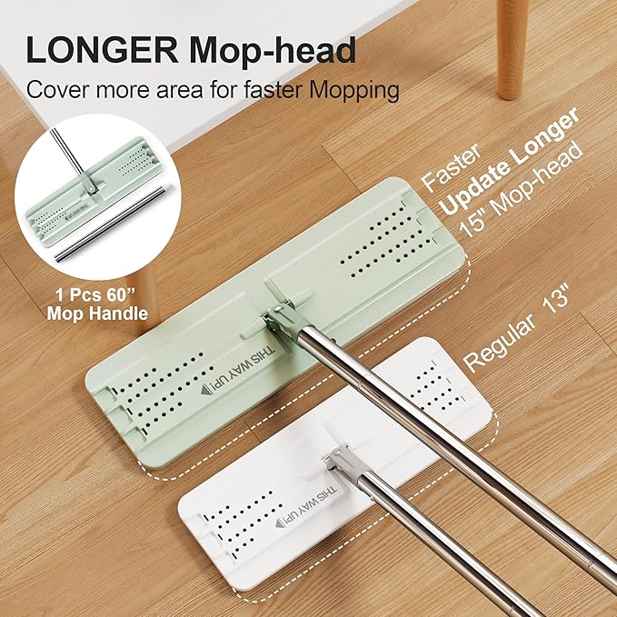 JOYMOOP Mop and Bucket with Wringer Set, Flat Squeeze Mop with Bucket, Dust Mop