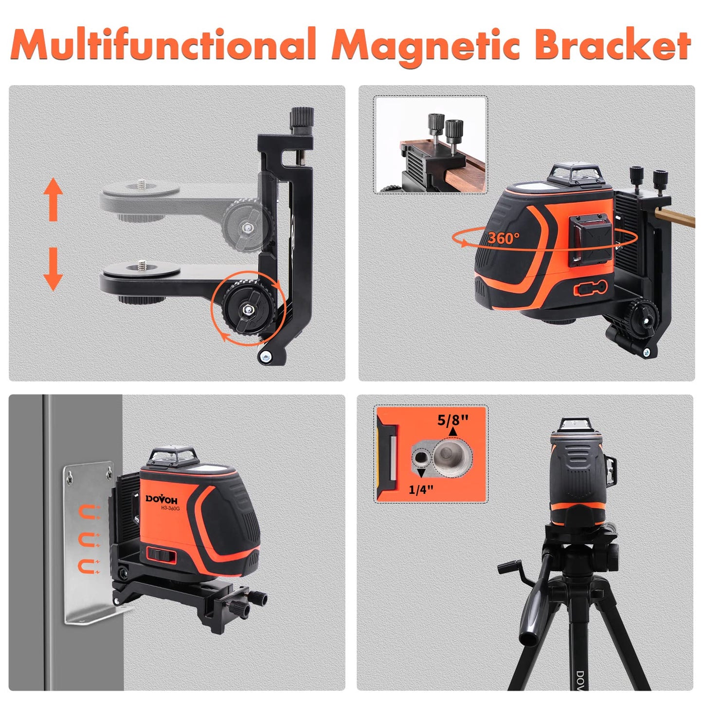 DOVOH Outdoor Laser Level with Receiver, Tripod, FT/CM Grade Rod, Class Ⅱ
