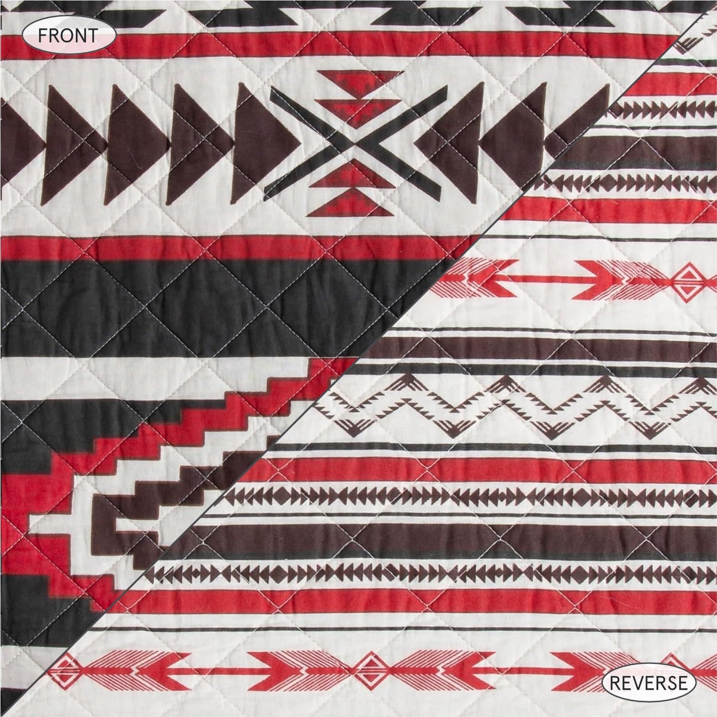 Paseo Road Cortez Western Bedding 3 Piece Quilt Set with Pillow Shams, Full Queen Aztec Bedding Set, Tribal Southwestern Bedding, Geometric Pattern Cotton Reversible Rustic Bed Set
