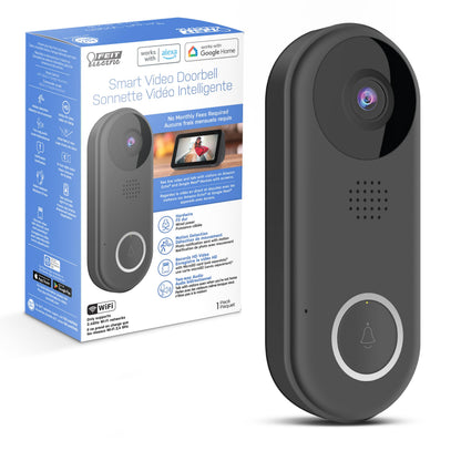 Feit Electric Doorbell Camera, 2.4 GHz WiFi, No Hub, Two-Way Audio, Motion Detection, Night Vision, 1080p HD, Micro SD Card Storage, Wireless Chime Included, Hardwired, CAM/Door/WiFi