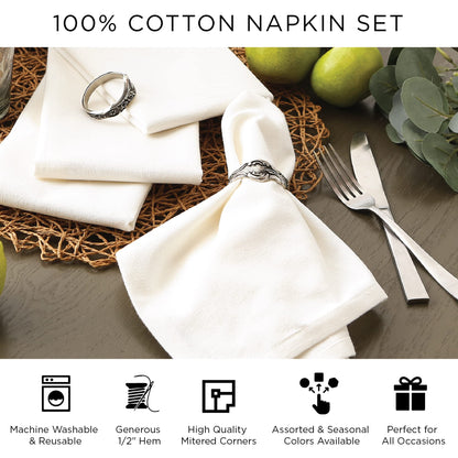 DII Halloween Tabletop, Harlequin Collection, Napkin Set, Black and Cream 6 Piece