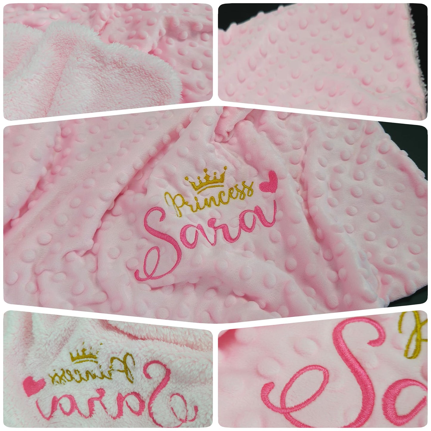 Personalized Baby Blankets for Girl, Custom Baby Blanket with Name, Embroidered Soft Minky Fleece Plush Sherpa Toddler Crib Stroller Blanket, Customized Newborn Birthday Gift Set, 27 * 35 Inch-Pink