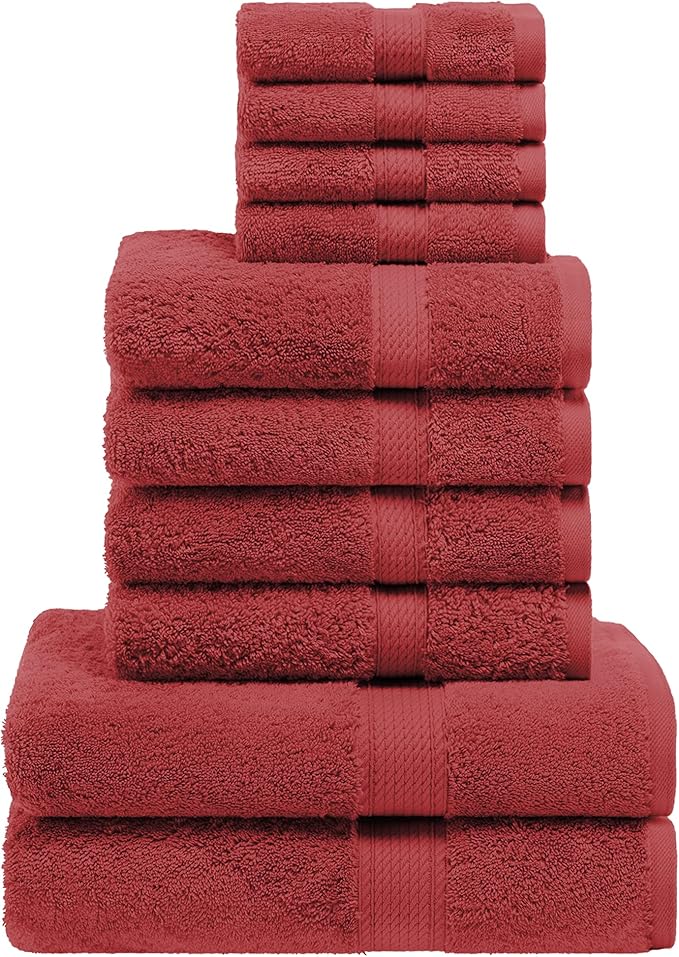 Superior Egyptian Cotton Solid Towel Set, Washcloths 13” x 13”, Hand Towels 20”