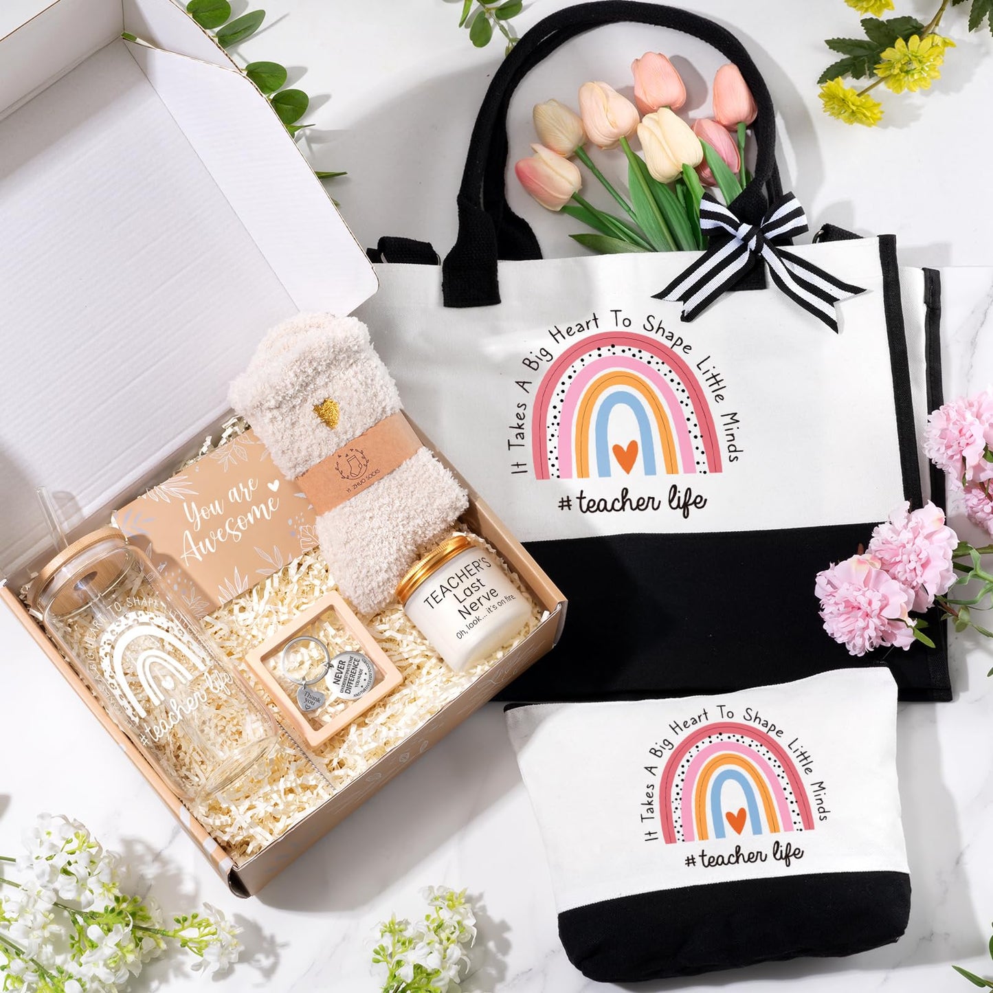 iAOVUEBY Teacher Appreciation Gifts, Best Teacher Gifts for Women, End of Year Teachers Gift from Students, Unique Teachers Birthday Retirement Christmas Thank You Gift Basket of Daycare Preschool