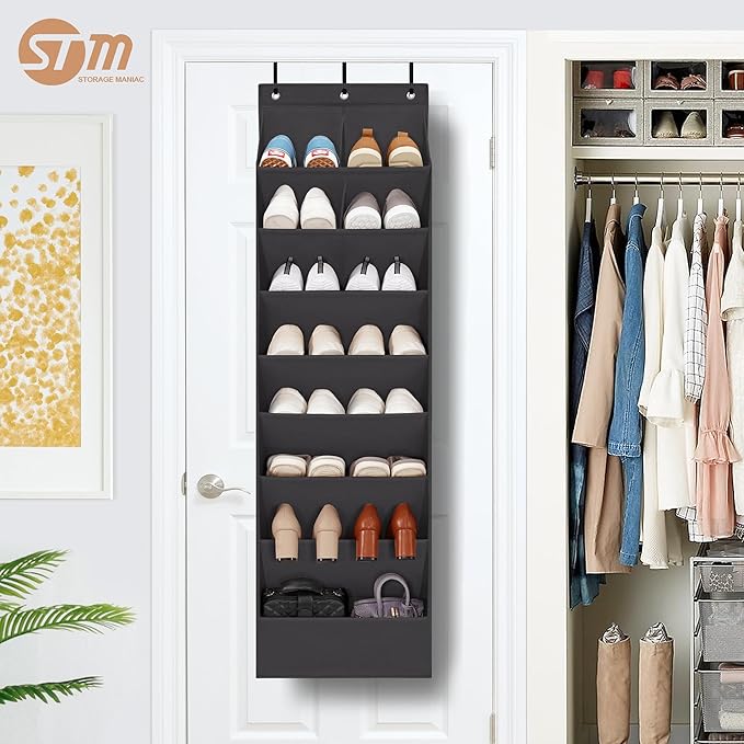 STORAGE MANIAC Over the Door Shoe Organizer Heavy-Duty Large Deep Pocket