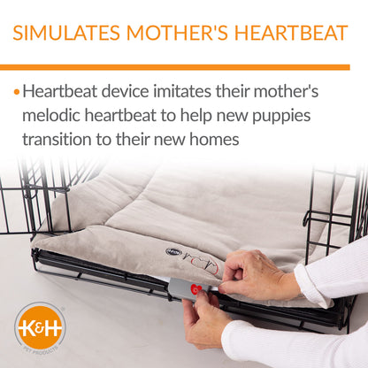 K&H Pet Products Mother’s Heartbeat Puppy Crate Pad Gray Fleece Medium/Large Breed beat 21 X 31 Inches