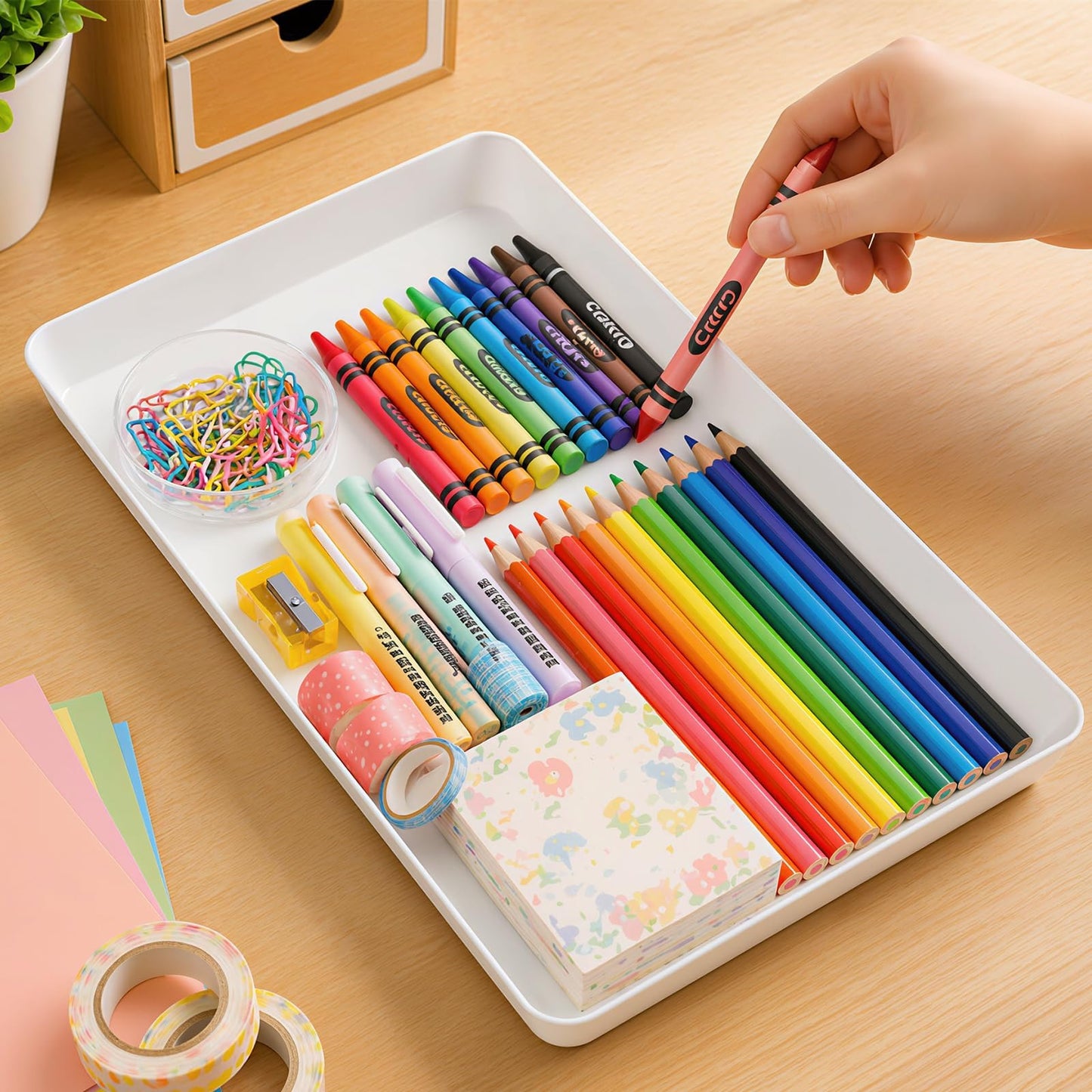 WOWBOX 4 pcs Serving Tray for Party, Grilling Accessories, Serving Platters for Snacks, Fruit, Reusable Plastic Trays for Serving Food and Pantry Organization in Kitchen & for Mothers Day Parties