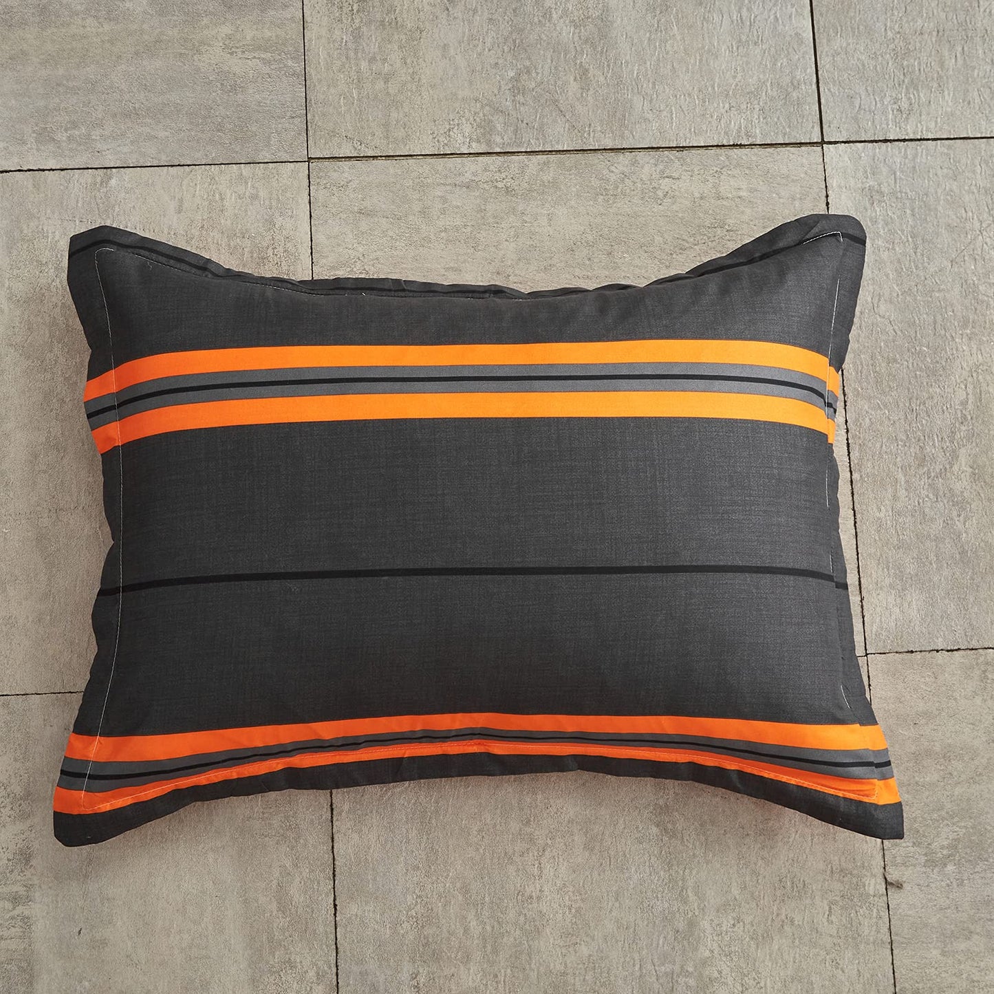 Flysheep Boho Striped Halloween Bed in a Bag 7 Pieces King Size, Ombre Bright Orange Stripes on Black Comforter Sheet Set (1 Comforter, 1 Flat Sheet, 1 Fitted Sheet, 2 Pillow Shams, 2 Pillowcases)