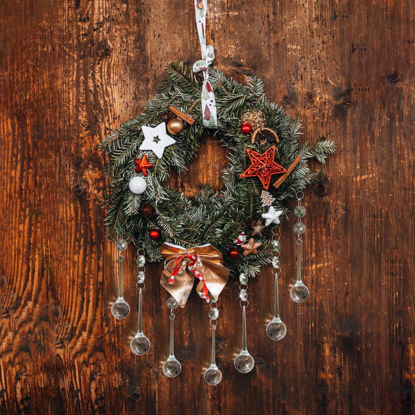 24 Pcs 3-Inch Christmas Tree Decoration Crystal Ornaments，Teardrop Pendants with Hanging Hook for Holiday Decor, Centerpieces, Chandeliers & Party Supplies (3"×0.9")