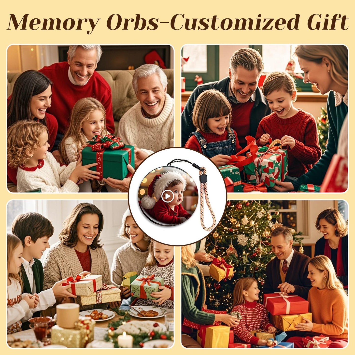 LOCZAR Memory Sphere Lamp, Crystal Ball Video Player 2.8" Memory Orbs Ornament 4GB Uploadable Videos & Photos, Personalized Unique Desk Night for Couples Friends Birthday Christmas (White Memory Orb)