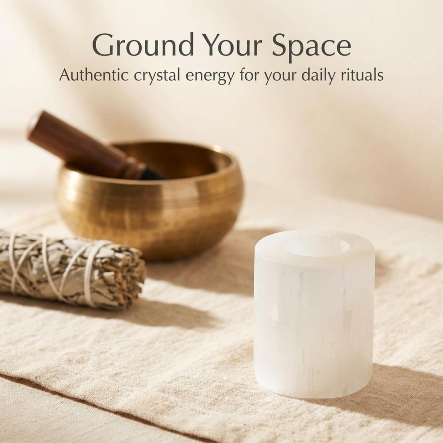 The Chrysalis Stone | Selenite Candle Holder | 1 Pc