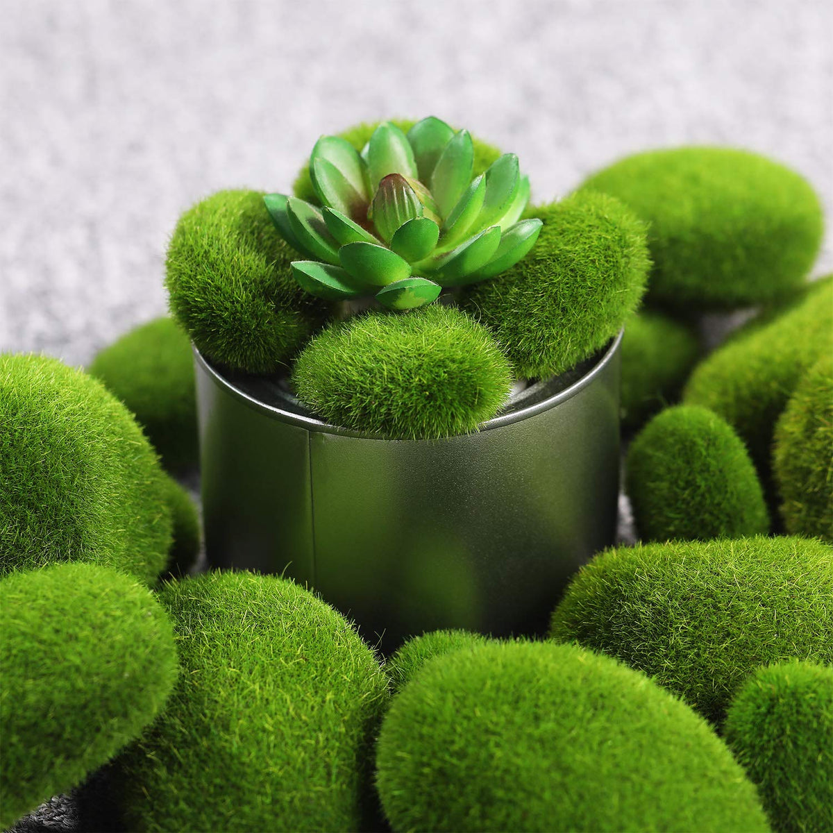 TecUnite 20 Pcs 3 Size Artificial Moss Rocks, Faux Green Moss Rock Balls Covered Stones Decorative for Garden Decor Fairy Gardens and Crafting