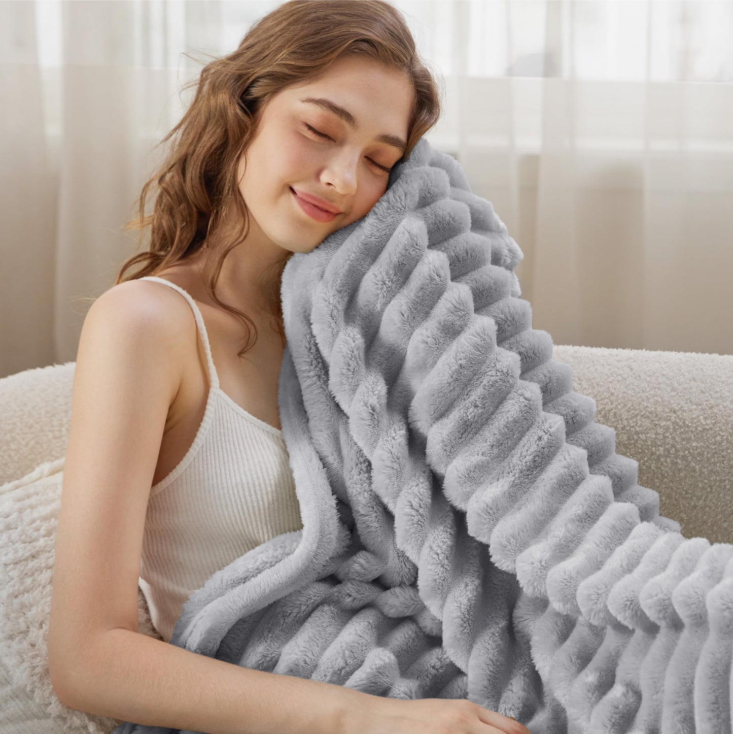 Bedsure Twin Blanket for Couch&Twin Blanket for Couch, Light Grey 60x80 Inches