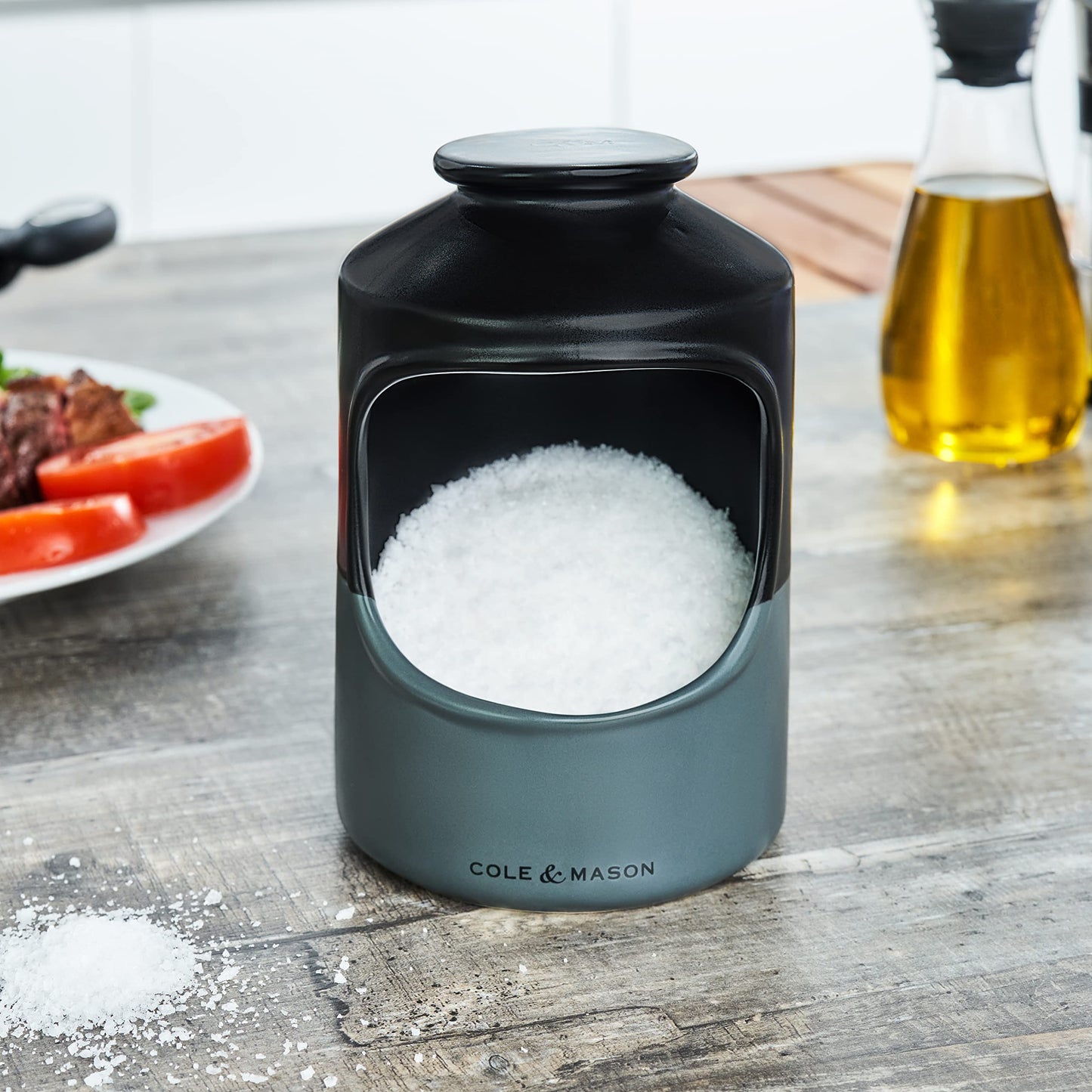 Cole & Mason Strethall Ceramic Salt Pig - Open Mouth Salt Holder for Kitchen Countertop - Moisture-Absorbing Essential, Largs